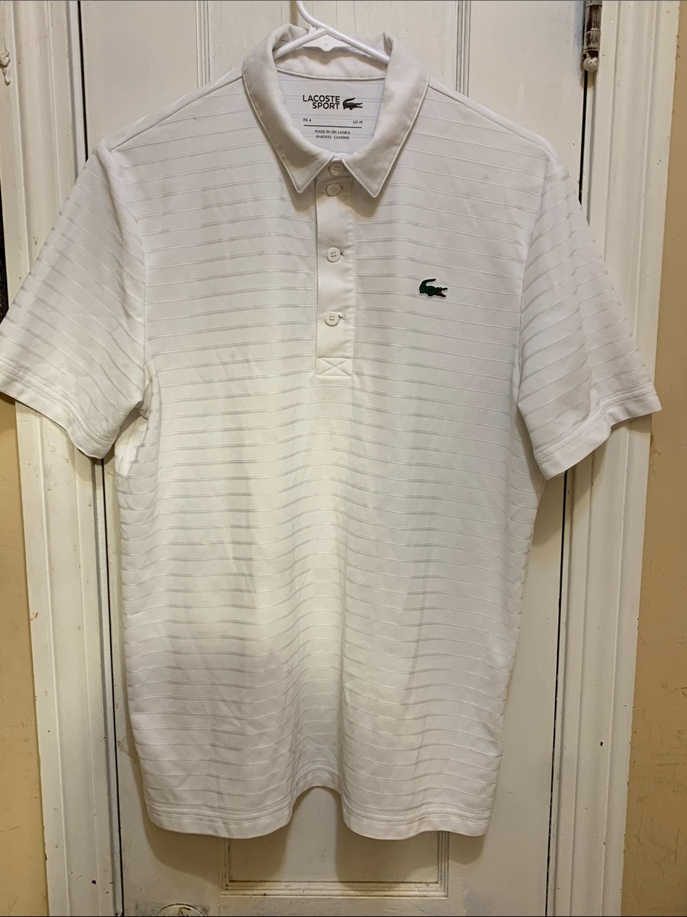 Lacoste White Polo with Green Crocodile Logo